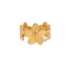 18K Gold-Plated Stainless Steel Flower Ocean Floral Band Adjustable Cuff Ring R86 product image 1