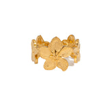 18K Gold-Plated Stainless Steel Flower Ocean Floral Band Adjustable Cuff Ring R86 product image 1