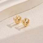 18K Gold-Plated Leaf Simple Geometric Polished Shiny Design Hoop Earrings 10mm E45 product image 1