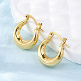 18K Gold-Plated Oval Womens Smooth Shiny Hinged Closure Huggie Earrings 0.75 in E46 product image 1