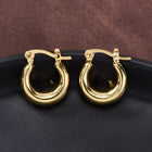 18K Gold-Plated Oval Womens Smooth Shiny Hinged Closure Huggie Earrings 0.75 in E46 product image 2