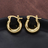 18K Gold-Plated Oval Womens Smooth Shiny Hinged Closure Huggie Earrings 0.75 in E46 product image 2