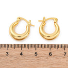 18K Gold-Plated Oval Womens Smooth Shiny Hinged Closure Huggie Earrings 0.75 in E46 product image 3
