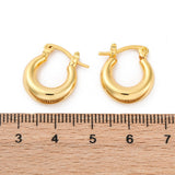 18K Gold-Plated Oval Womens Smooth Shiny Hinged Closure Huggie Earrings 0.75 in E46 product image 3