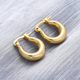 18K Gold-Plated Oval Womens Smooth Shiny Hinged Closure Huggie Earrings 0.75 in E46 product image 4