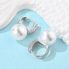 18K Gold-Plated Cubic Zirconia Pearl Pin Hinged Closure Dangle Hoop Earrings White 0.91 in E47 product image 7
