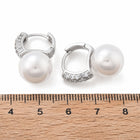 18K Gold-Plated Cubic Zirconia Pearl Pin Hinged Closure Dangle Hoop Earrings White 0.91 in E47 product image 8