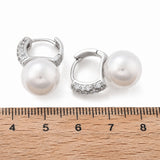 18K Gold-Plated Cubic Zirconia Pearl Pin Hinged Closure Dangle Hoop Earrings White 0.91 in E47 product image 8