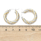 Stainless Steel Two Tone Polished Twisted Spiral Clasp Hoop Earrings Gold 0.94 in E50 product image 5