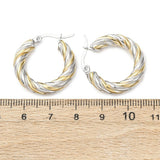 Stainless Steel Two Tone Polished Twisted Spiral Clasp Hoop Earrings Gold 0.94 in E50 product image 5