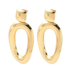 18K Gold-Plated Stainless Steel Oval Glossy Shiny Square Dangle Stud Earrings 2.22 in E52 product image 4