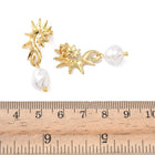 18K Gold-Plated Stainless Steel Pearl Sea Horse Shiny Sun Dangle Stud Earrings White E53 product image 5