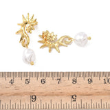 18K Gold-Plated Stainless Steel Pearl Sea Horse Shiny Sun Dangle Stud Earrings White E53 product image 5