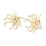 18K Gold-Plated Stainless Steel Squid Polished Shiny Octopus-Shaped Multiple Tentacles Claws Stud Earrings 1.22 in E54