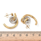 Stainless Steel Gold-Plated Two Shiny C-Shaped Hoop Intertwined Loops Stud Earrings 0.98 in E56 product image 5