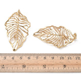 18K Gold-Plated Stainless Steel Leaf Polished Shiny Leaf-Shaped Cut-Out Patterns Stud Earrings 2.26 in E57 product image 5