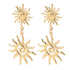 18K Gold-Plated Stainless Steel Sun Polished Sun-Shaped Petal-Like Rays Stud Earrings 2.76 in E58 product image 4