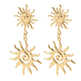 18K Gold-Plated Stainless Steel Sun Polished Sun-Shaped Petal-Like Rays Stud Earrings 2.76 in E58 product image 4