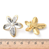 Stainless Steel Gold-Plated Pearl Flower Two Tone Shiny Stud Earrings 1.26 in E59 product image 5