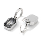 Stainless Steel Glass Polished Rectangle Dangle Hoop Earrings Green Brown Black Clear 1.22 in E60