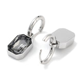 Stainless Steel Glass Polished Rectangle Dangle Hoop Earrings Green Brown Black Clear 1.22 in E60