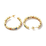 18K Gold-Plated Cubic Zirconia Round Pin Stud Womens Polished Heart Oval Hinged Closure Hoop Earrings 1.38 in E61 product