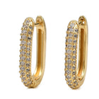 18K Gold-Plated Cubic Zirconia Oval Micro Pave Polished Shiny Hoop Earrings Clear 0.71 in E63 product image 2