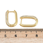 18K Gold-Plated Cubic Zirconia Oval Micro Pave Polished Shiny Hoop Earrings Clear 0.71 in E63 product image 5