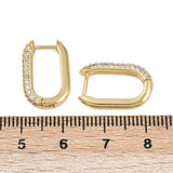 18K Gold-Plated Cubic Zirconia Oval Micro Pave Polished Shiny Hoop Earrings Clear 0.71 in E63 product image 5