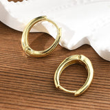 Oval Pin Hoop Textured Shiny Hinged Closure Surface Huggie Earrings Gold 0.67 in E64 product image 2