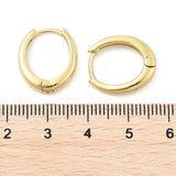 Oval Pin Hoop Textured Shiny Hinged Closure Surface Huggie Earrings Gold 0.67 in E64 product image 4