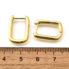 18K Gold-Plated Oval Pin Hoop Smooth Shiny Rectangle Hinged Closure Huggie Earrings 0.69 in E65 product image 3