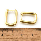 18K Gold-Plated Oval Pin Hoop Smooth Shiny Rectangle Hinged Closure Huggie Earrings 0.69 in E65 product image 3