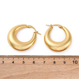 Stainless Steel Pin Womens Smooth Polished Glossy Hoop Earrings Silver Gold 1.26 in E66