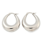 Stainless Steel Pin Womens Smooth Polished Glossy Hoop Earrings Silver Gold 1.26 in E66