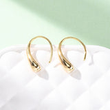 18K Gold-Plated Drop Teardrop Teadrop Polished Shiny Dangle Earrings 0.63 in E67 product image 3