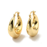 18K Gold-Plated Teardrop Womens Polished Glossy Shiny Shape Small Loop At Top Hoop Earrings 1.28 in E69 product image 1