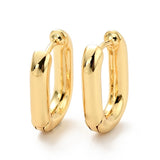 18K Gold-Plated Oval Pin Womens Polished Shiny Hinged Closure Hoop Earrings 0.63 in E70 product image 1