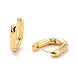 18K Gold-Plated Oval Pin Womens Polished Shiny Hinged Closure Hoop Earrings 0.63 in E70 product image 2