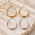 Stainless Steel Drop Egg Smooth Polished Oval Dangle Earrings Silver Gold 1.52 in E71 product image 1