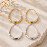 Stainless Steel Drop Egg Smooth Polished Oval Dangle Earrings Silver Gold 1.52 in E71 product image 1