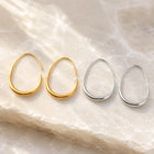 Stainless Steel Drop Egg Smooth Polished Oval Dangle Earrings Silver Gold 1.52 in E71 product image 2