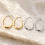 Stainless Steel Drop Egg Smooth Polished Oval Dangle Earrings Silver Gold 1.52 in E71 product image 2