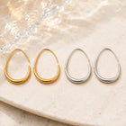 Stainless Steel Drop Egg Smooth Polished Oval Dangle Earrings Silver Gold 1.52 in E71 product image 3