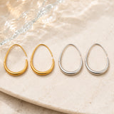 Stainless Steel Drop Egg Smooth Polished Oval Dangle Earrings Silver Gold 1.52 in E71 product image 3