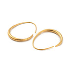 Stainless Steel Drop Egg Smooth Polished Oval Dangle Earrings Silver Gold 1.52 in E71