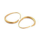 Stainless Steel Drop Egg Smooth Polished Oval Dangle Earrings Silver Gold 1.52 in E71
