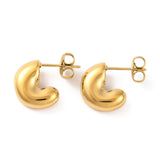 Stainless Steel Gold-Plated C-shaped Polished Shiny Push-Back Post Stud Earrings Silver 0.53 in E72