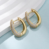 18K Gold-Plated Cubic Zirconia Oval Micro Pave Polished Hinged Closure Hoop Earrings Clear 0.83 in E73 product image 1