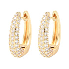 18K Gold-Plated Cubic Zirconia Oval Micro Pave Polished Hinged Closure Hoop Earrings Clear 0.83 in E73 product image 4